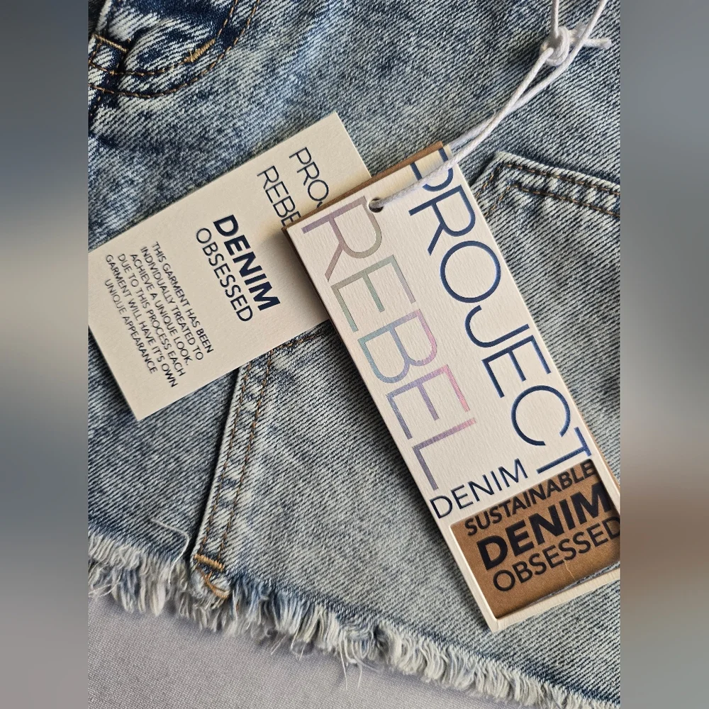 Project Rebel Mid‎ Rise Mini Cut Off Denim Shorts Size 15